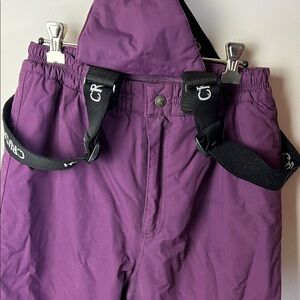 Kids Purple Snow snowboarding Pants with removable bib